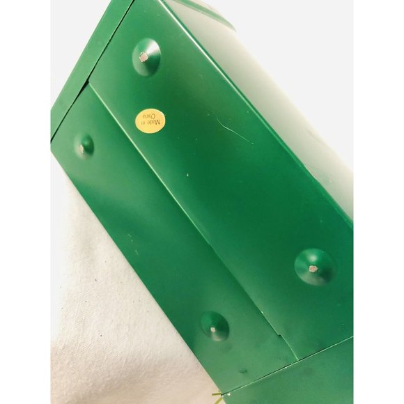 VINTAGE CHRISTMAS DECORATION GreenTin Mailbox Floral Fruit Arrangement - Picture 9 of 9